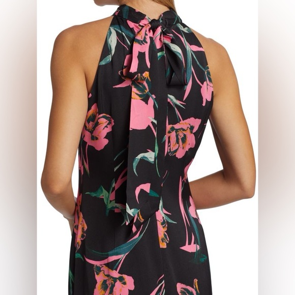 MILLY Adrian Floral Halterneck Midi Dress size 10 NWT - Picture 3 of 8